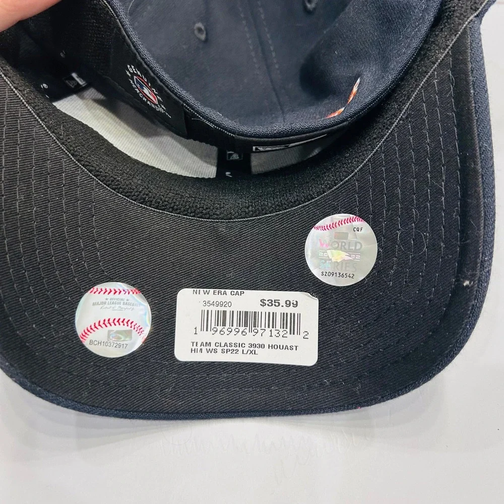 New Era Houston Astros Hat Mens L/XL Navy 39THIRTY 2022 World Series Patch‎ Cap